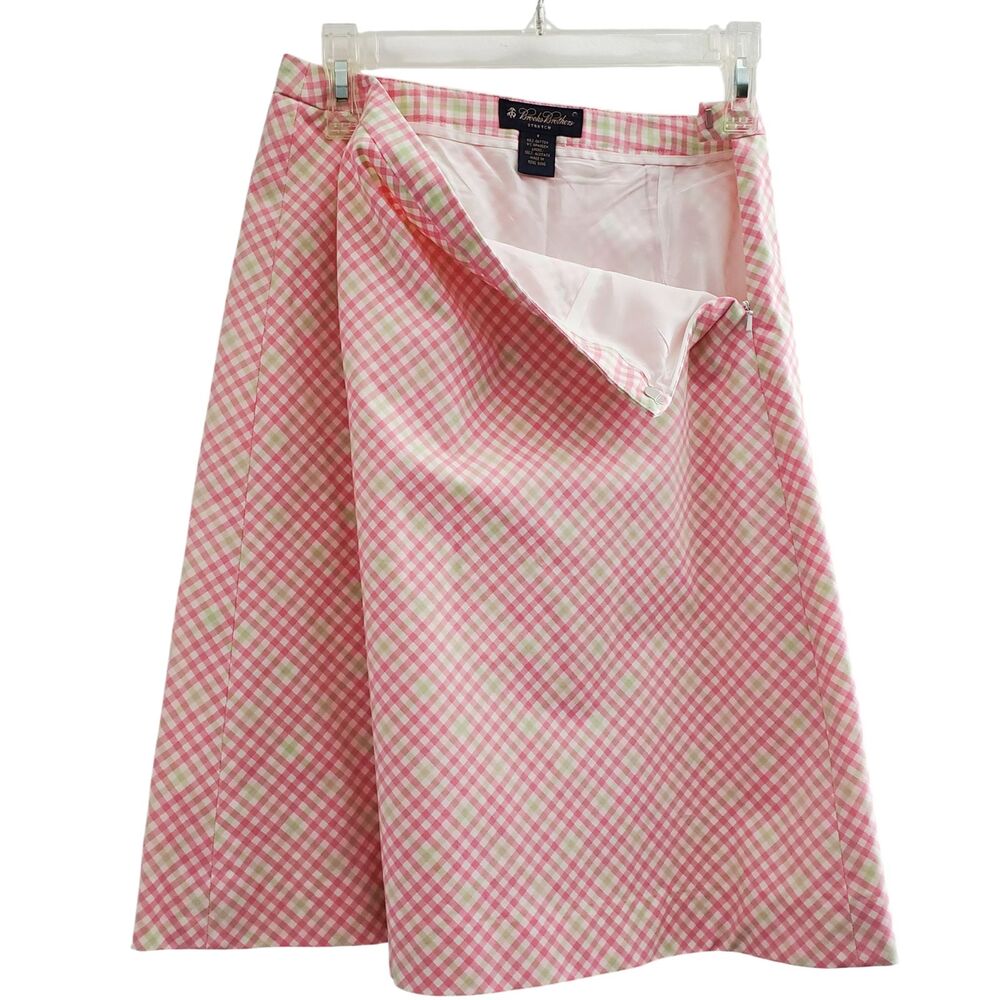 Brooks Brothers Multicolored Pastel Gingham Plaid Skirt Wm Size 8 Preppy - Picture 4 of 6